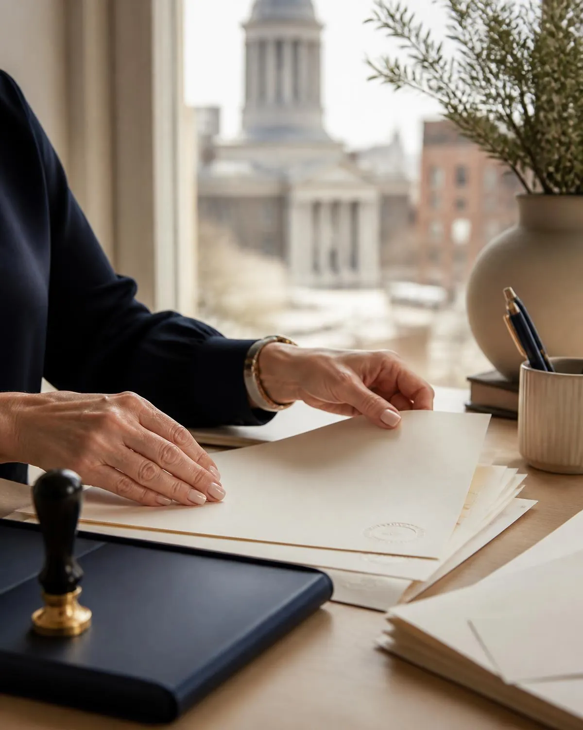 Careful document preparation at a Champaign office